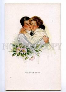 189717 Kiss of Lovers DOG-ROSE by FISHER Vintage postcard