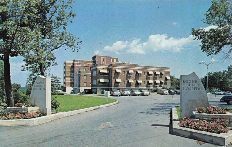 COLUMBIA, Missouri MO   BOONE COUNTY HOSPITAL 50's Cars  VINTAGE Chrome Postcard