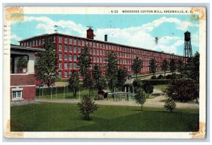 1939 Woodside Cotton Mill Tank Smokestacks Greenville South Carolina SC Postcard