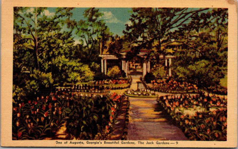 Vtg 1940s Jack Gardens One of the Many Beautiful Augusta Georgia GA Postcard