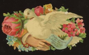 c1910 DIE CUT DOVE FLORAL A TOKEN OF REGARD SIMPATHY 35-47