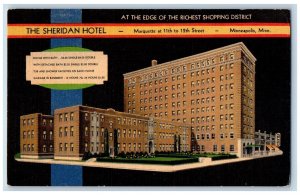 Minneapolis Minnesota MN Postcard The Sheridan Hotel Building Exterior c1940's