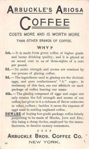 New York Arbuckle's Coffee Black Americana Advertising Non Postcard Back J74786