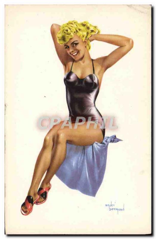 Postcard Old Woman Pin Up Andre Bernard