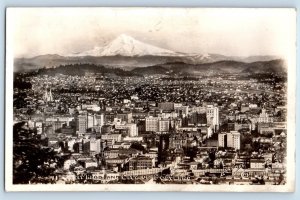 Portland Oregon OR Postcard RPPC Photo Mt. Hood And City Of Portland Aerial View