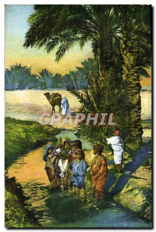 Old Postcard Scenes And Types Children bathing in a river