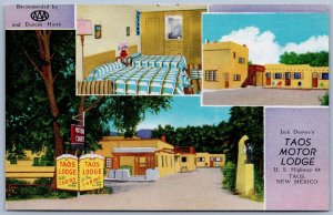 Taos New Mexico 1940s Postcard Jack Denver's Taos Motor Lodge Motel