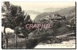 Old Postcard Eze View Taken From Rock to Road De La Corniche