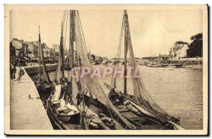 Old Postcard Fishing Boat Harbor Pouliguen