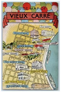 1951 Aerial View Guide Map Vieux Carre Waco Texas TX Vintage Antique Postcard