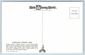 Postcard FL Walt Disney World Strolling Topiary Lane Dumbo Elephant Monorail M05