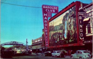 Postcard Harold's Club Illuminated Sign in Reno, Nevada