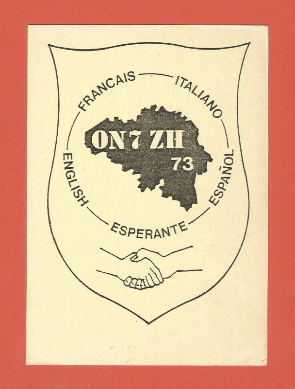 QSL AMATEUR RADIO CARD – ESPERANTE STATION – HOVES, BELGIUM – 1988