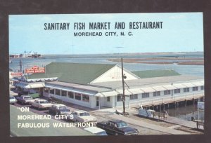 MOREHEAD CITY NORTH CAROLINA NC FISH MARKET RESTAURANT OLD CARS VINTAGE POSTCARD