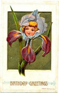 Girl In Flower Birthday Greetings