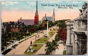 1914 Grand Avenue West 8th Street Milwaukee Wisconsin WI Posted Postcard