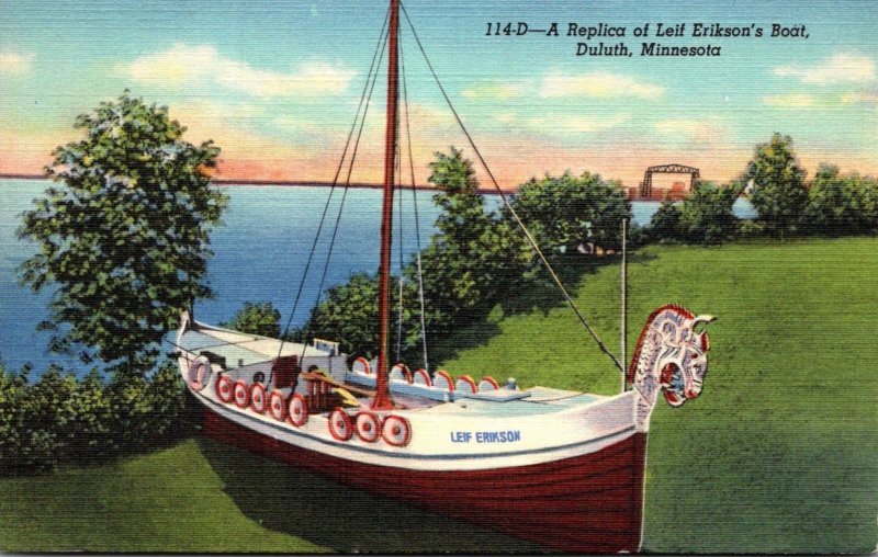 Minnesota Duluth Replica Of Leif Erikson's Boat 1949 Curteich