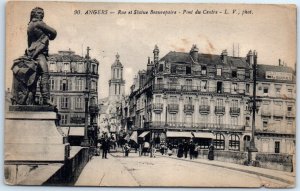 M-64887 Beaurepaire Street and Statue Center Bridge Angers France