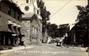 Springfield VT Valley Street Scene Western Union Real Photo Postcard