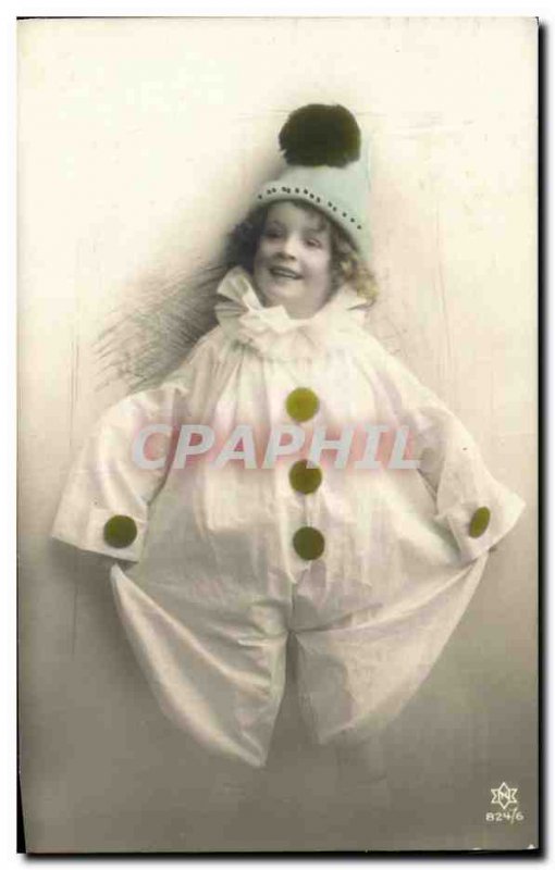Old Postcard Fun Children Pierrot