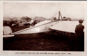 1914 Mint Ireland Aviation Picture Postcard Pilot Lord Carbery Aerial Derby