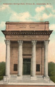 Vintage Postcard Amsterdam Savings Bank Building Division St. New York Structure