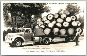 WALLENSTEIN ONTARIO CANADA EXAGGERATED APPLES on TRUCK VINTAGE REAL PHOTO RPPC