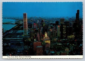 Dusk View From John Hancock Building Chicago Illinois 4x6 Postcard 1733