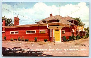 WEBSTER, MA Massachusetts~ COLONIAL RESTAURANT c1950s  Roadside Postcard