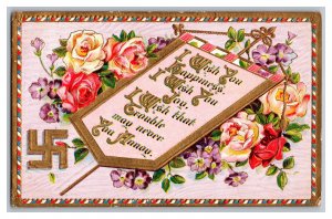 Postcard I Wish You Happiness Vintage Standard View Card Good Luck Swastica