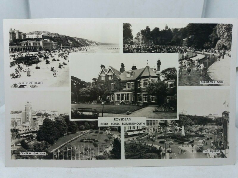 Vintage Multiview Postcard Roysdean Derby Rd Bournemouth Childrens Pool Beach Et