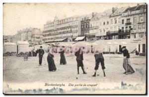 Belgie Belgium Old Postcard Blankenberghe A game of croquet (cricket)