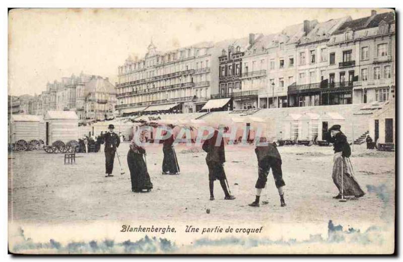 Belgie Belgium Old Postcard Blankenberghe A game of croquet (cricket)