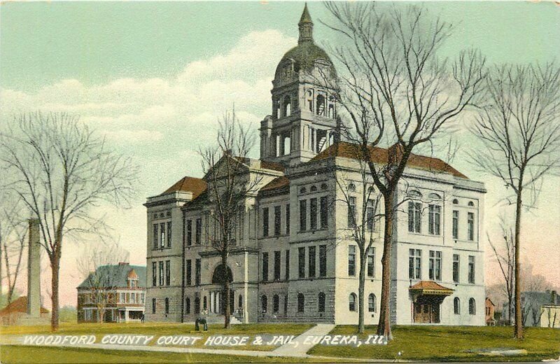 Court House Jail Stumpf C-1910 Eureka Illinois Woodford County Postcard 20-10659