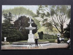 Cardiff: Sophia Gardens, The Fountain shows Boy with Dog c1908 Pub by M.J.R.B.