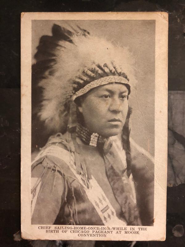 Mint RPPC Real Picture Postcard Native American Indian Chief Sailing Home Once 