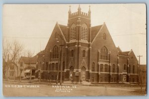 Redfield South Dakota SD Postcard RPPC Photo Cong Church Street View c1910's