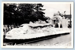 Portland OR Postcard RPPC Photo Grand Sweepstakes 1948 Rose Festival Float