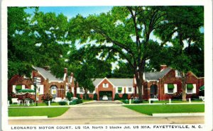 1950s Leonard's Motor Court Fayetteville NC North Carolina Postcard