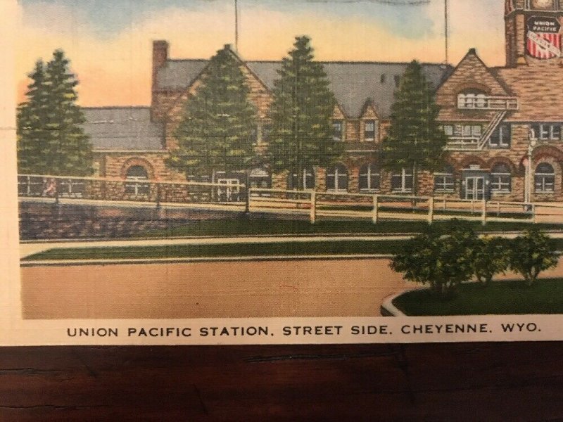 1945 Union Pacific Station Cheyenne Wyoming Postcard