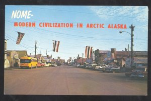NOME ALASKA ARCTIC CIRCLE DOWNTOWN STREET SCENE OLD CARS VINTAGE POSTCARD