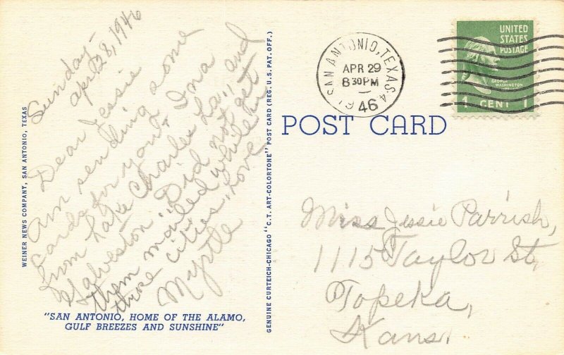 LPS80 SAN ANTONIO Texas LARGE BIG Letter Postcard