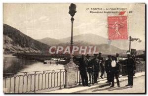 Old Postcard Customs border post Behobie The Customs and Spanish police