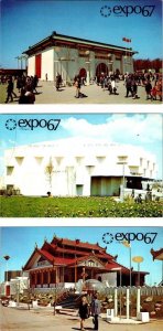 3~Vintage Postcards Montreal, Canada EXPO 67 PAVILIONS China & Israel & Burma