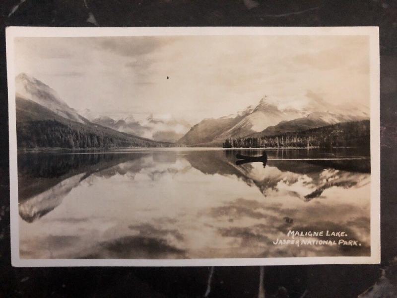 Mint Canada RPPC Postcard Slark Photo Maligne Lake Jasper National Park