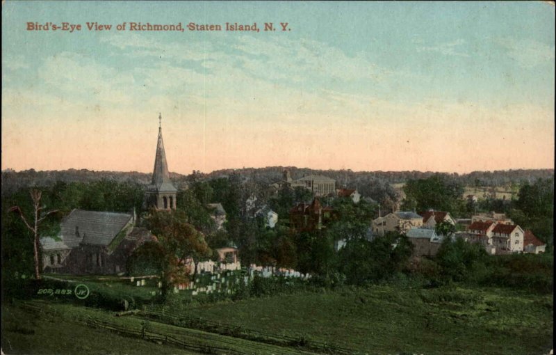 Staten Island New York NY Richmond Bird's Eye View c1910 Vintage Postcard