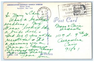 1970 Interior Annunciation Catholic Church Rochester New York NY Posted Postcard
