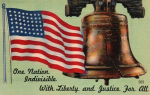 VINTAGE POSTCARD PATRIOTIC ONE NATION INDIVISIBLE ADVERTISING WORLD WAR II 1944