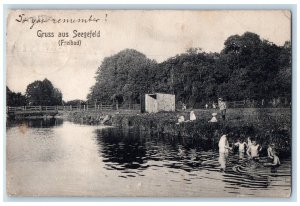 1910 Gruss Aus (Greetings from) Seegefeld Freibad Falkensee Germany Postcard