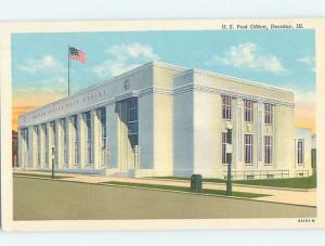 Unused W-Border POST OFFICE SCENE Decatur Illinois IL d8835